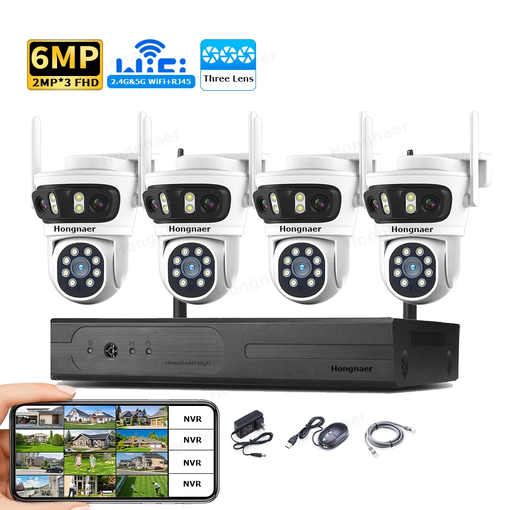2026 Hongnaer 6MP 4CH 3 Lens 2 - Home Security Wireless Camera recension och pris