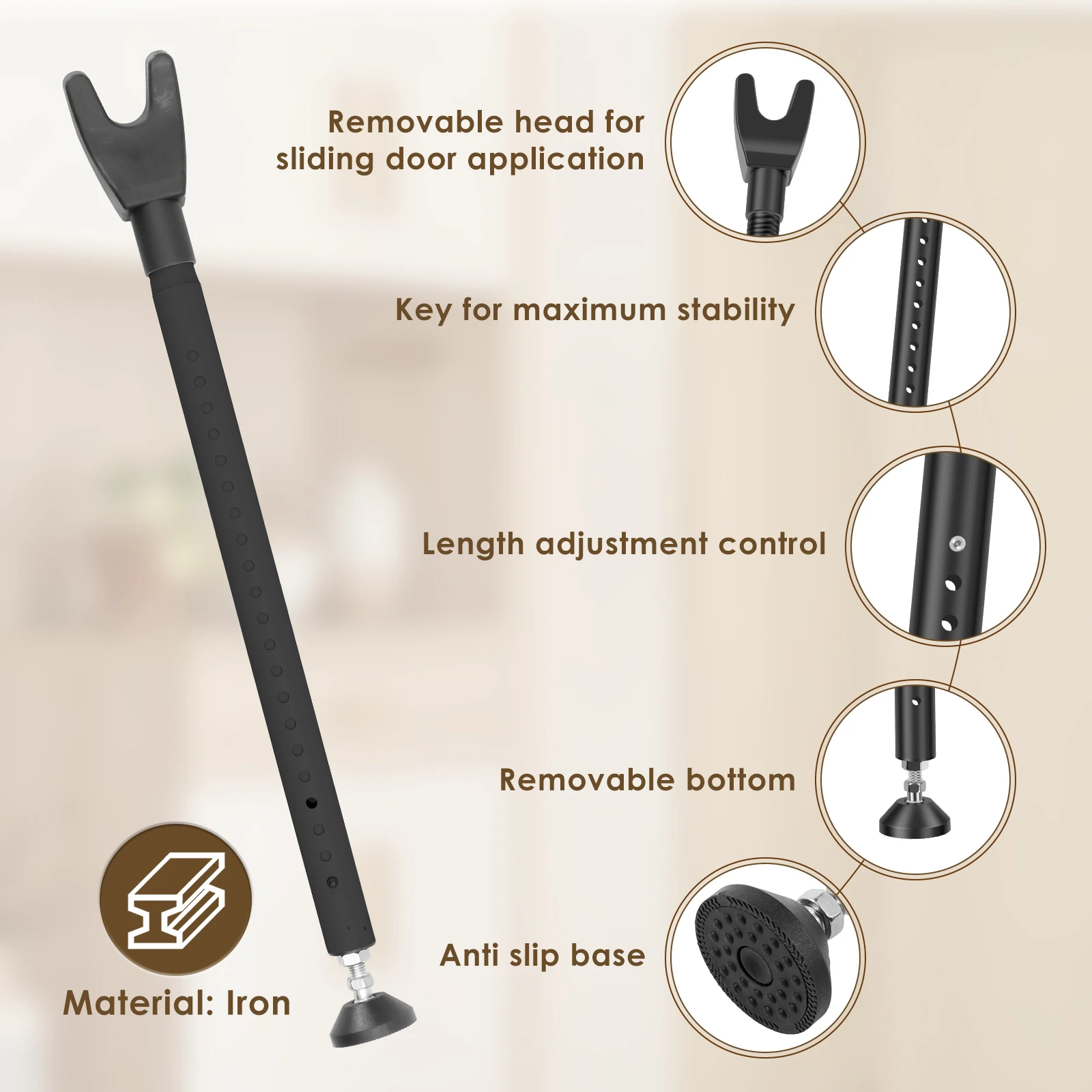 Sliding Door Lock Bar 44-55 In - Home Security Door Reinforcement Lock recension och pris